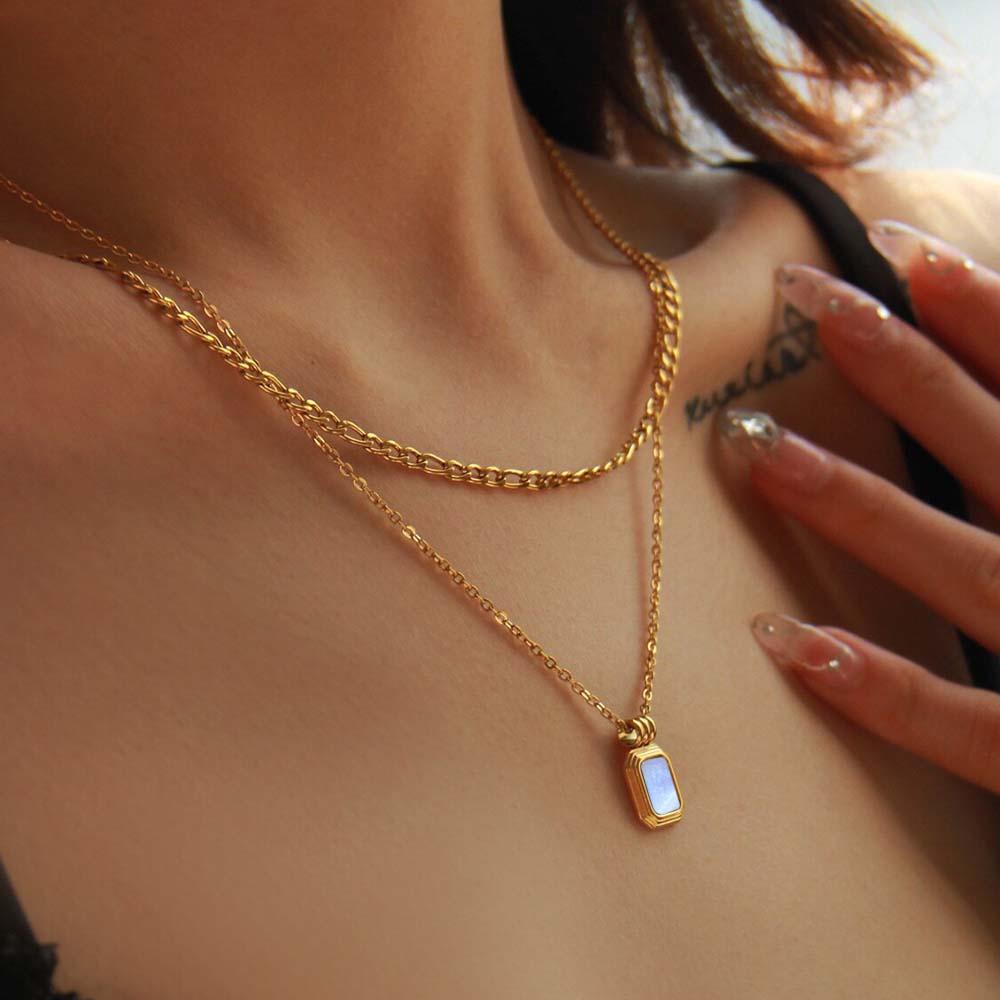 Conjunto De Collar De Doble Capa De Oro Vintage Collar Negro/blanco Collar De Nácar - soufeeles