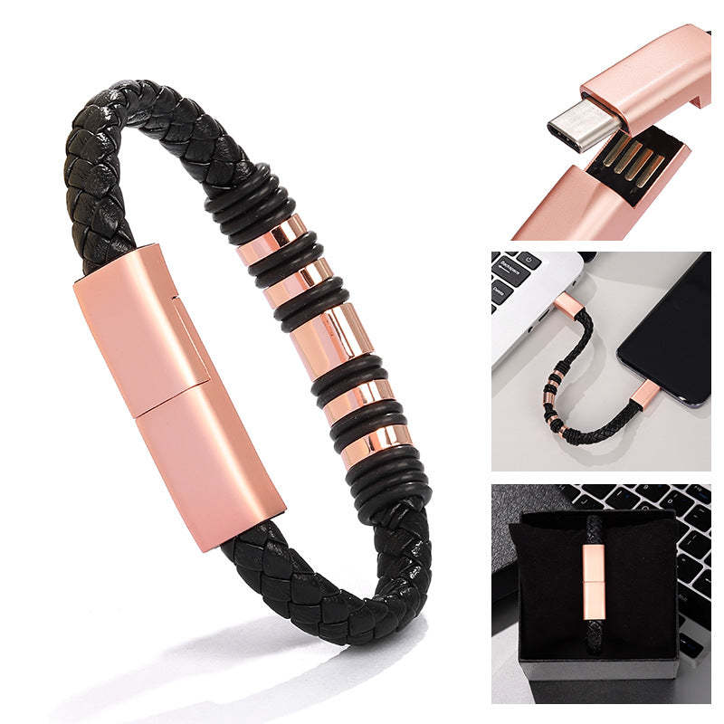 Cargador De Pulsera De Cuero Cargador De Viaje Portátil Con Carga Usb Para Hombres Y Mujeres - soufeeles