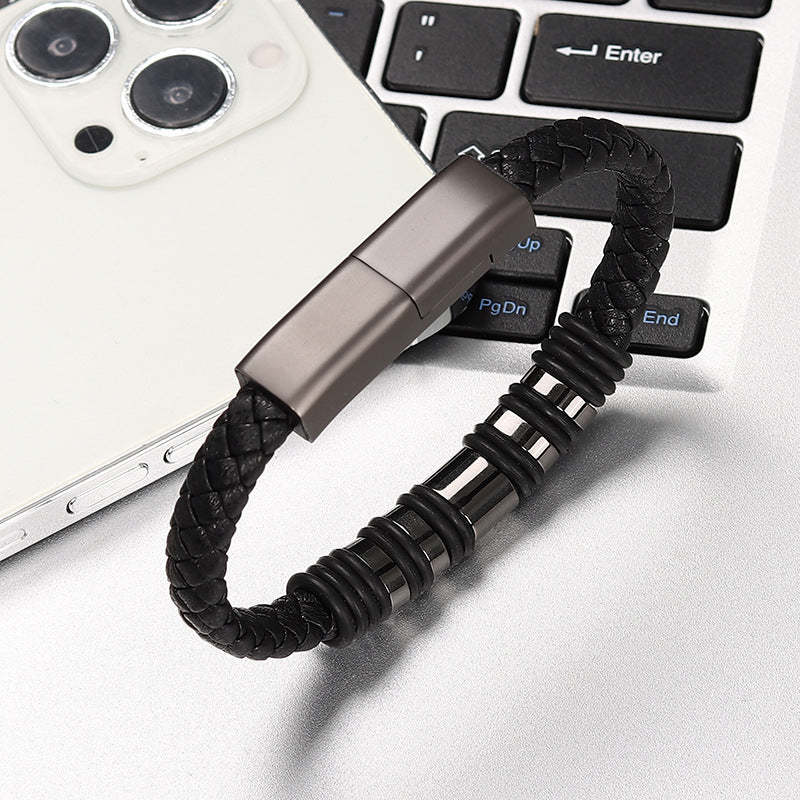 Cargador De Pulsera De Cuero Cargador De Viaje Portátil Con Carga Usb Para Hombres Y Mujeres - soufeeles