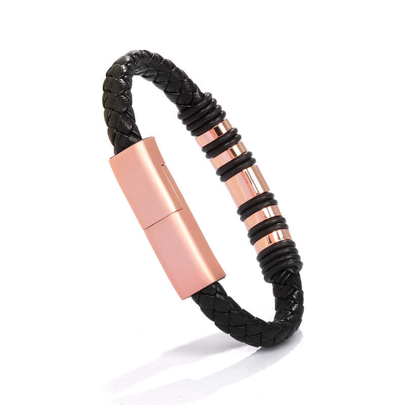 Cargador De Pulsera De Cuero Cargador De Viaje Portátil Con Carga Usb Para Hombres Y Mujeres - soufeeles