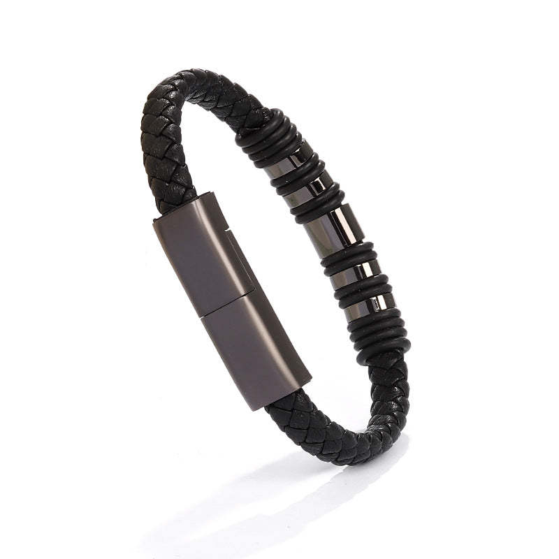 Cargador De Pulsera De Cuero Cargador De Viaje Portátil Con Carga Usb Para Hombres Y Mujeres - soufeeles