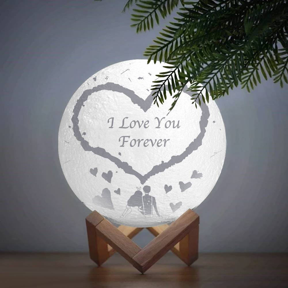 Foto Lámpara de Luna, Personalizada 3D Foto Lámpara, Lámpara de Luna Regalo para Pareja - Toca Dos Colores 15cm Válido