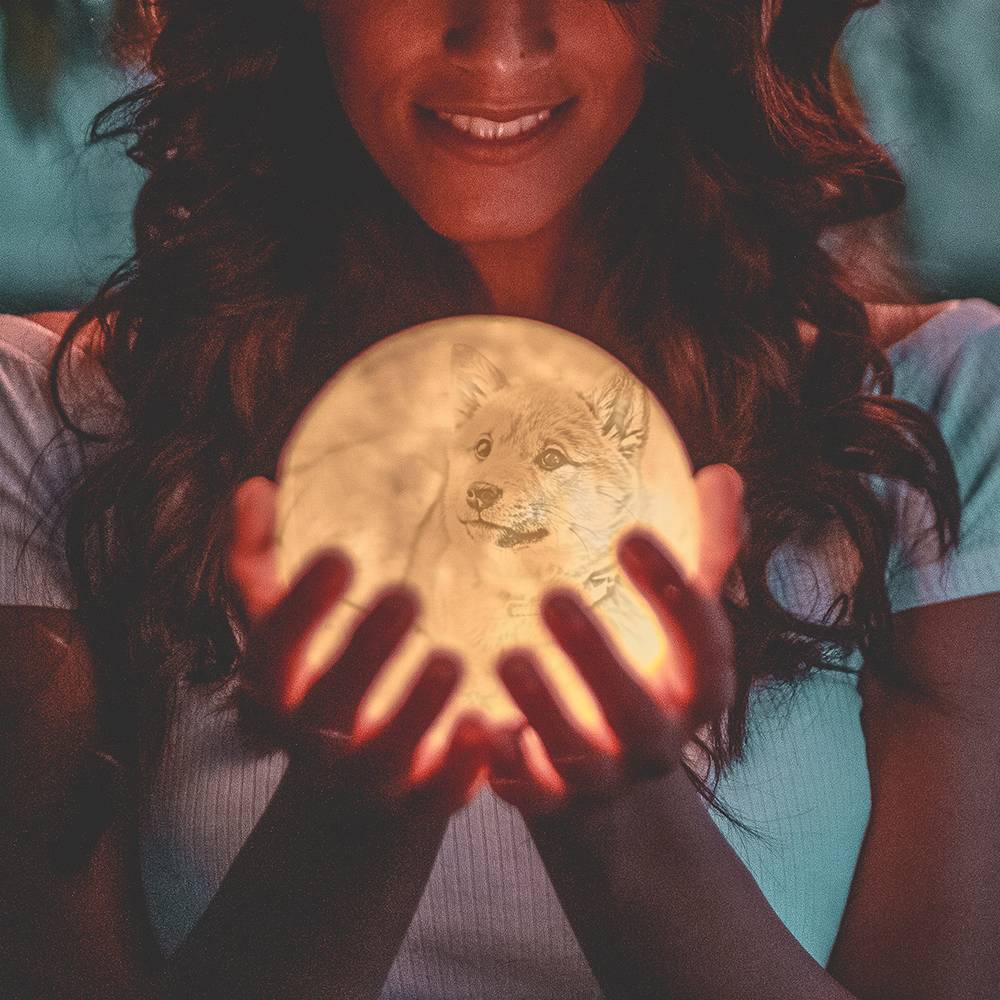 Foto Lámpara de Luna, Personalizada 3D Foto Lámpara, Lámpara de Luna Lindo Perro - Toca Dos Colores 15cm-20cm Válido