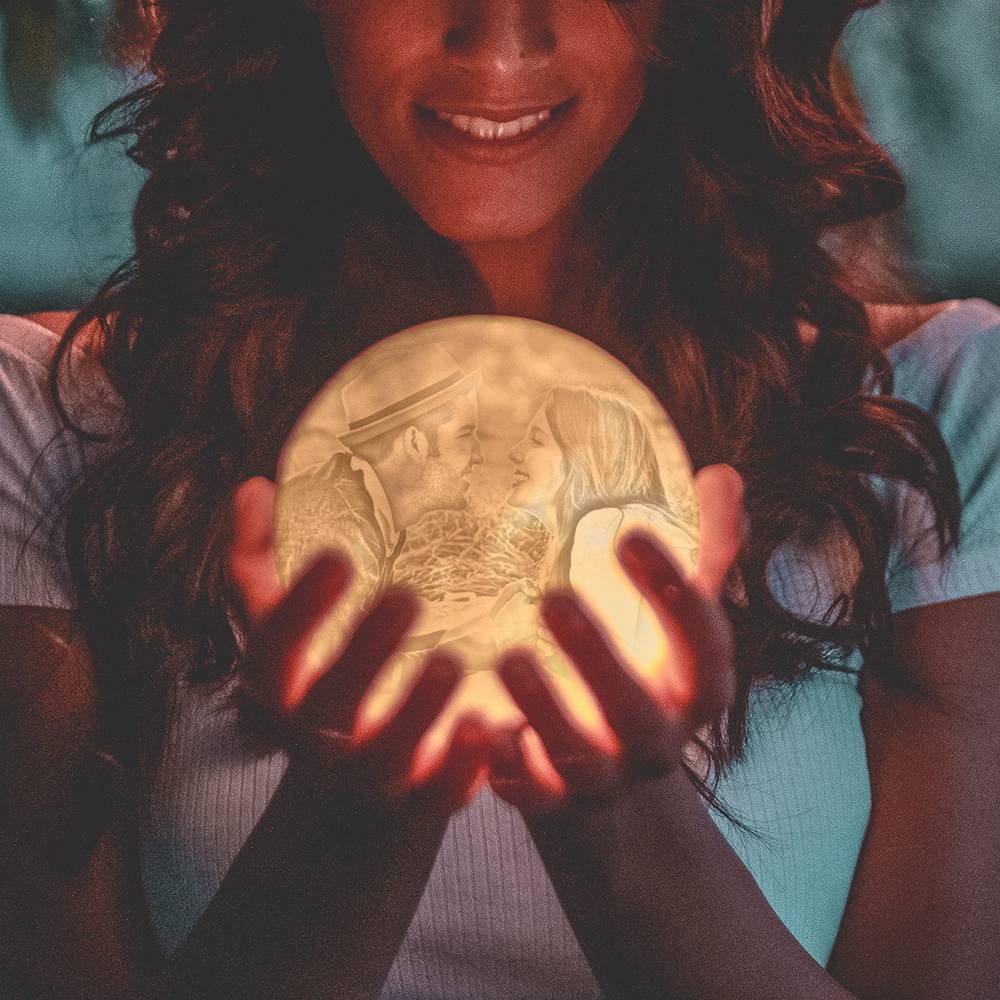 Foto Lámpara de Luna, Personalizada 3D Foto Lámpara, Lámpara de Luna Te Amo - Toca Dos Colores 15cm-20cm Válido
