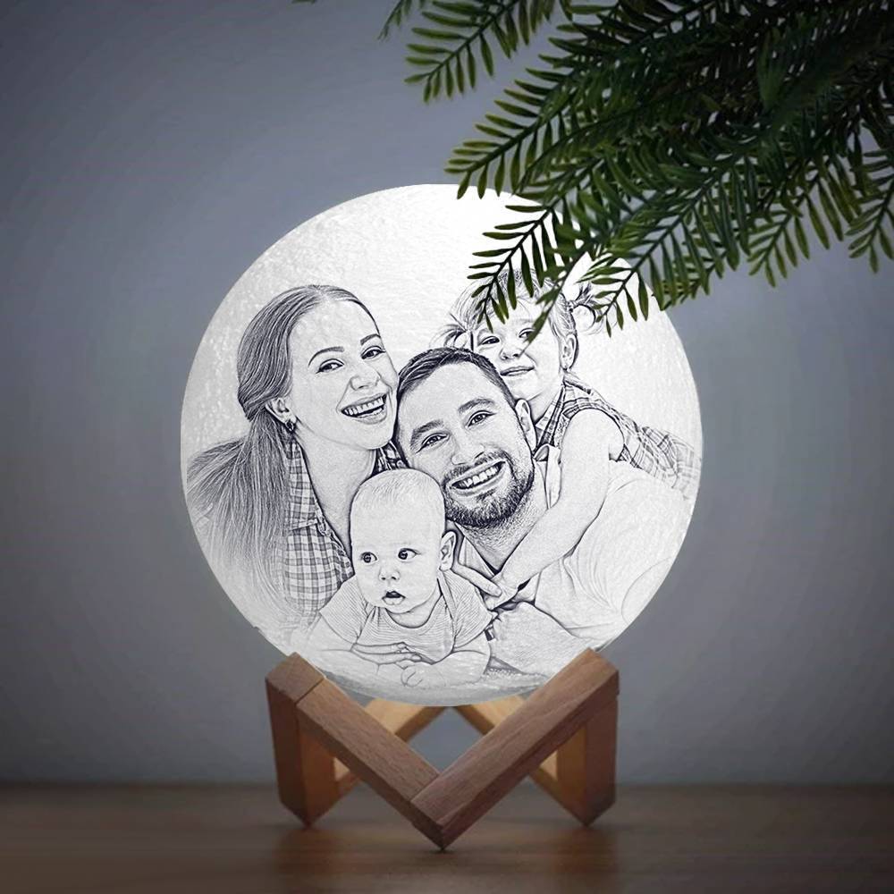 Mágica Luna Personalizada Luna Lámpara de 3D Impresión, Decoración Familiar - Control Remoto Dieciséis Colores（10-20cm）