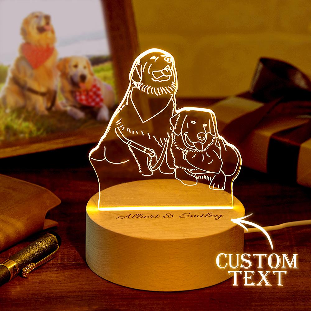 Lámpara De Foto 3d Personalizada Led Para Dormitorio, Regalo De Luz Nocturna Personalizada Para Amantes De Las Mascotas - soufeeles