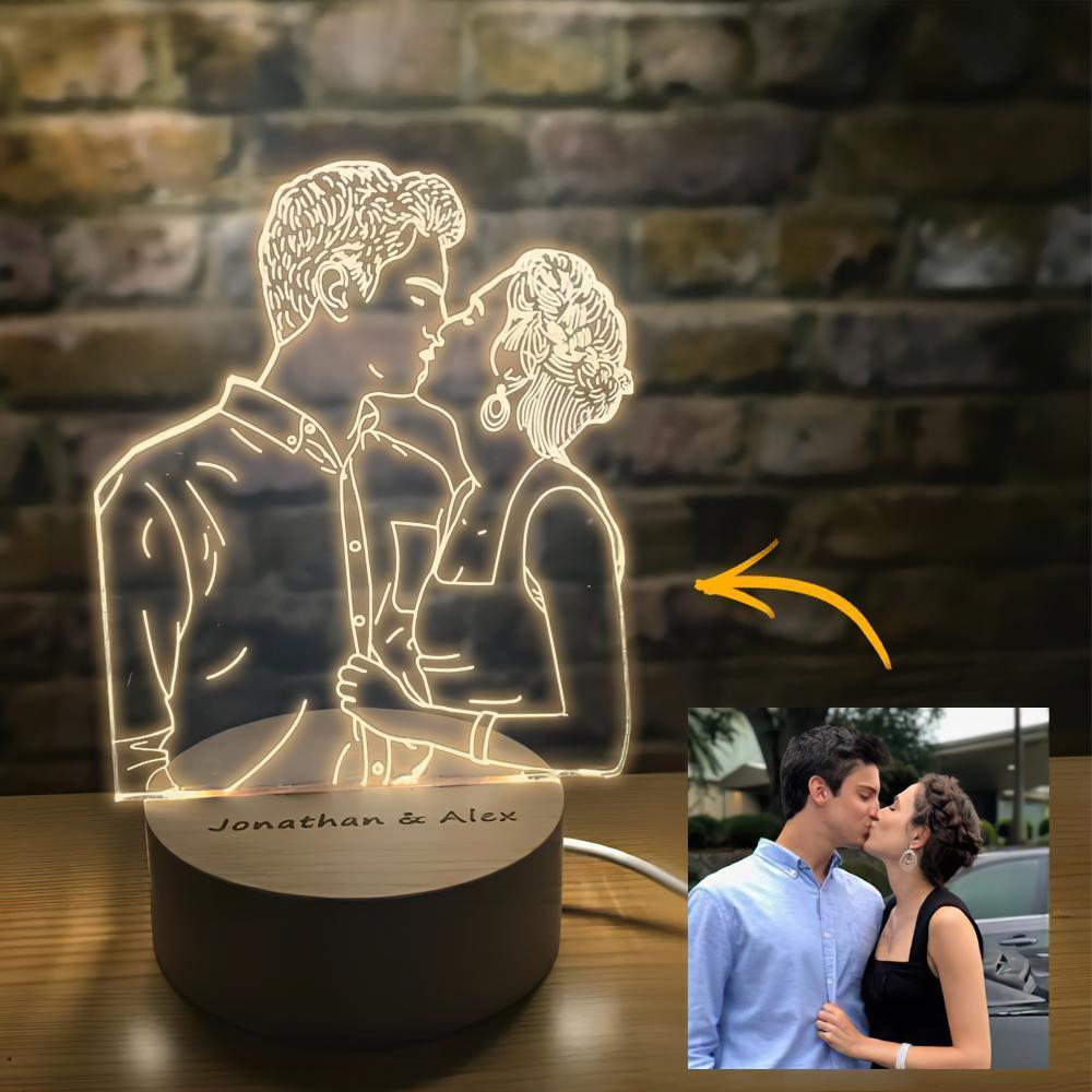 Lámpara de foto 3D personalizada para regalo de Navidad de dormitorio, luz de noche personalizada para amantes