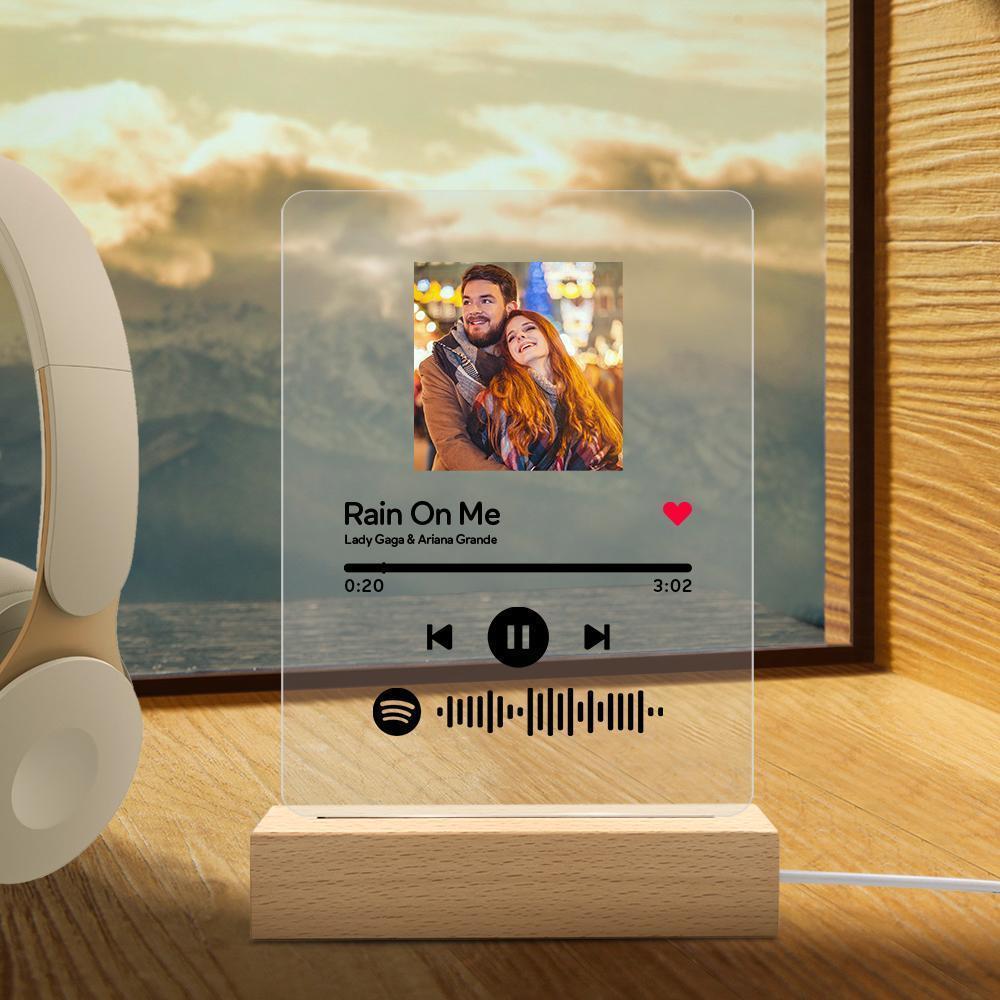 Llavero Con Placa De Código De Spotify Escaneable, Música Y Foto, Recuerdos Acrílicos Para Padre - soufeeles