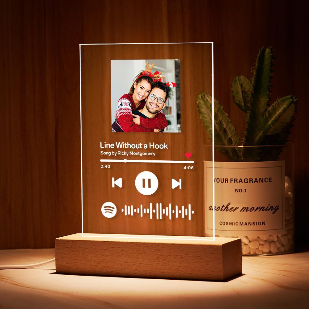 Placa De Música De Cristal De Spotify Personalizada, Luz Nocturna, Lámpara De Código De Spotify, Regalo De Navidad - soufeeles