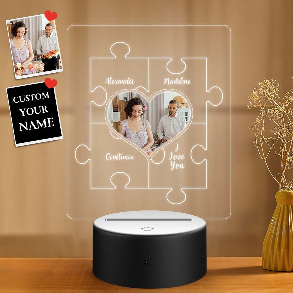 Placa Acrílica Personalizada Luz De Noche Con Foto Y Nombre Regalo Para Novio Novia Día De San Valentín - soufeeles