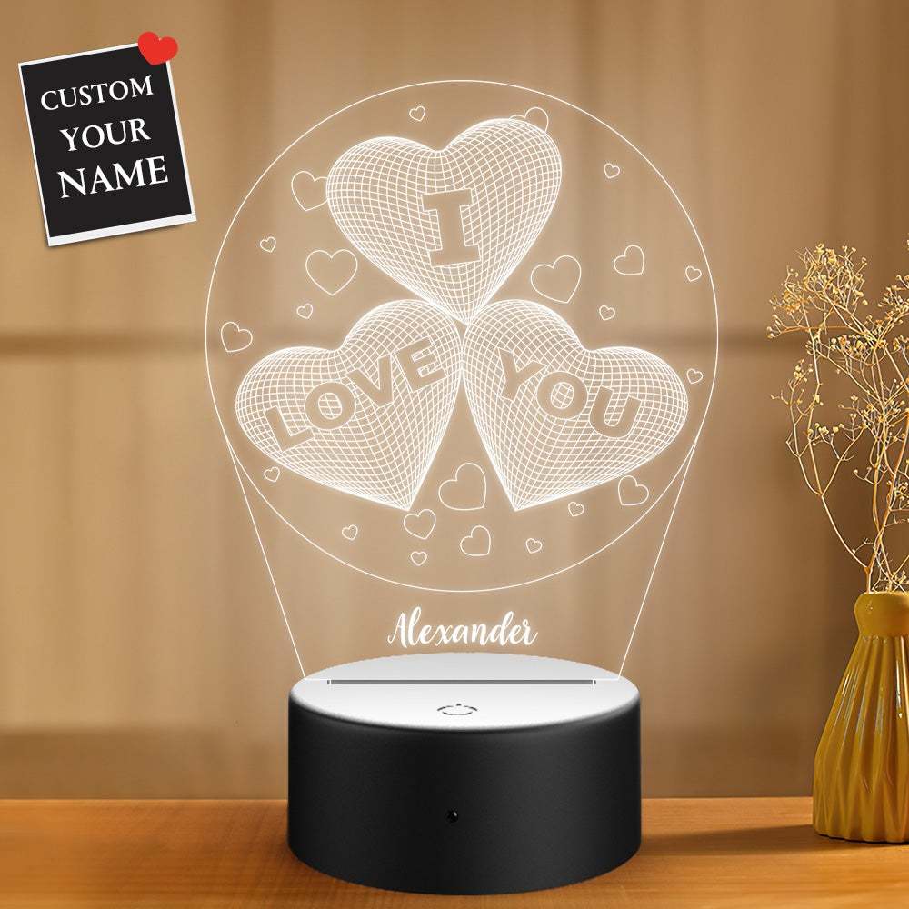Luz De Noche De Placa Acrílica Personalizada Con Regalo En Forma De Corazón Para Novio Novia Día De San Valentín - soufeeles