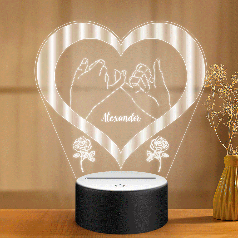 Luz De Noche De Placa Acrílica Personalizada Con Regalo De Dedos Para Novio Novia Día De San Valentín - soufeeles