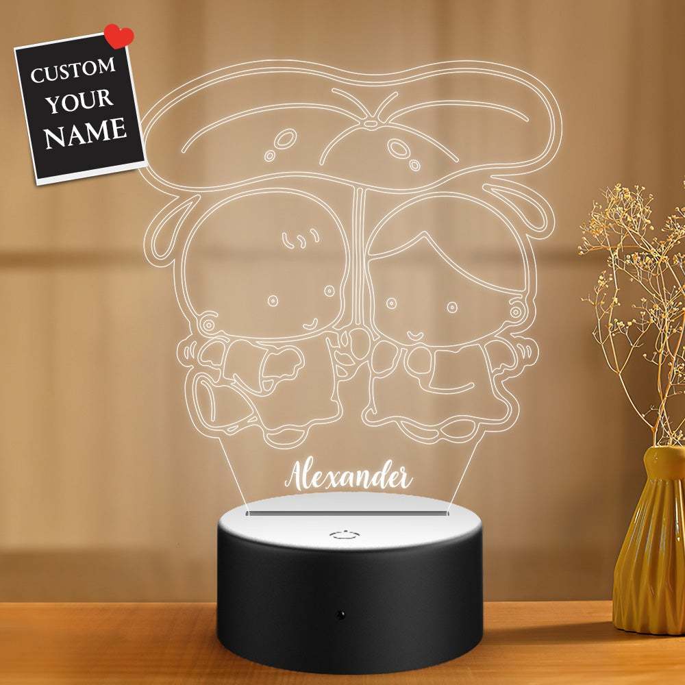 Luz De Noche De Placa Acrílica Personalizada Con Regalo De Dos Niños Para Novio, Novia, Día De San Valentín - soufeeles