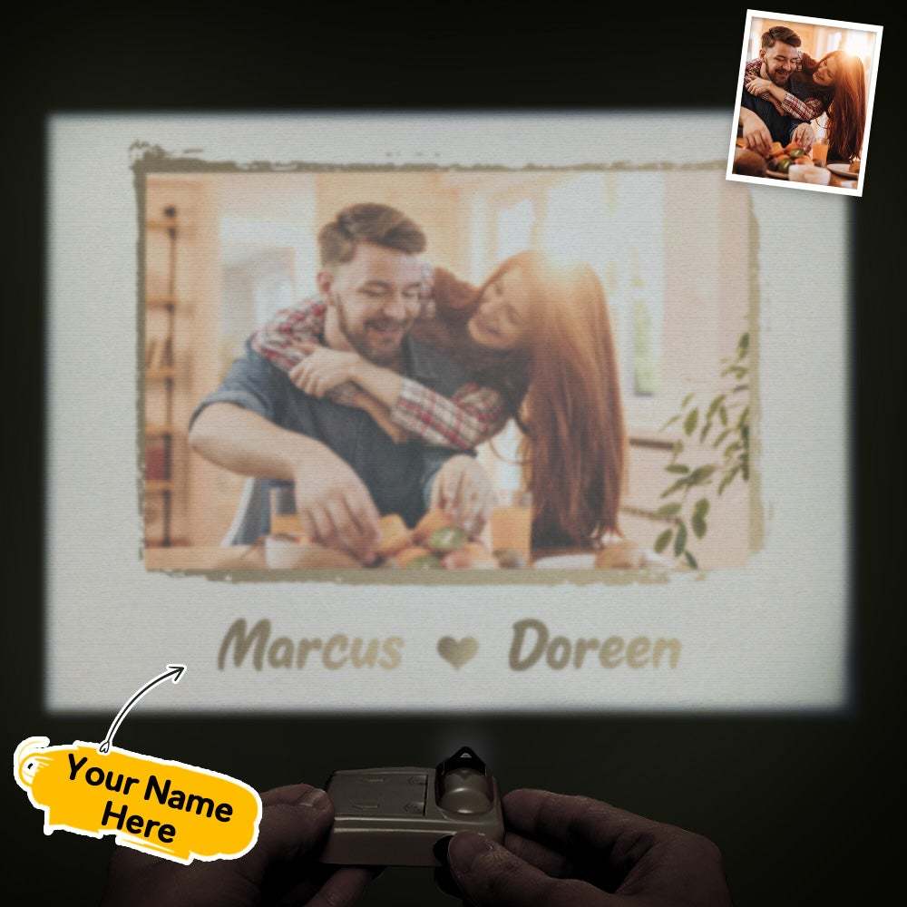 Lámpara De Proyector De Fotos Con Nombre Personalizado, Marco De Fotos Dorado Romántico, Decoración De Fiesta En Casa, Luz De Ambiente, Regalo Del Día De San Valentín - soufeeles