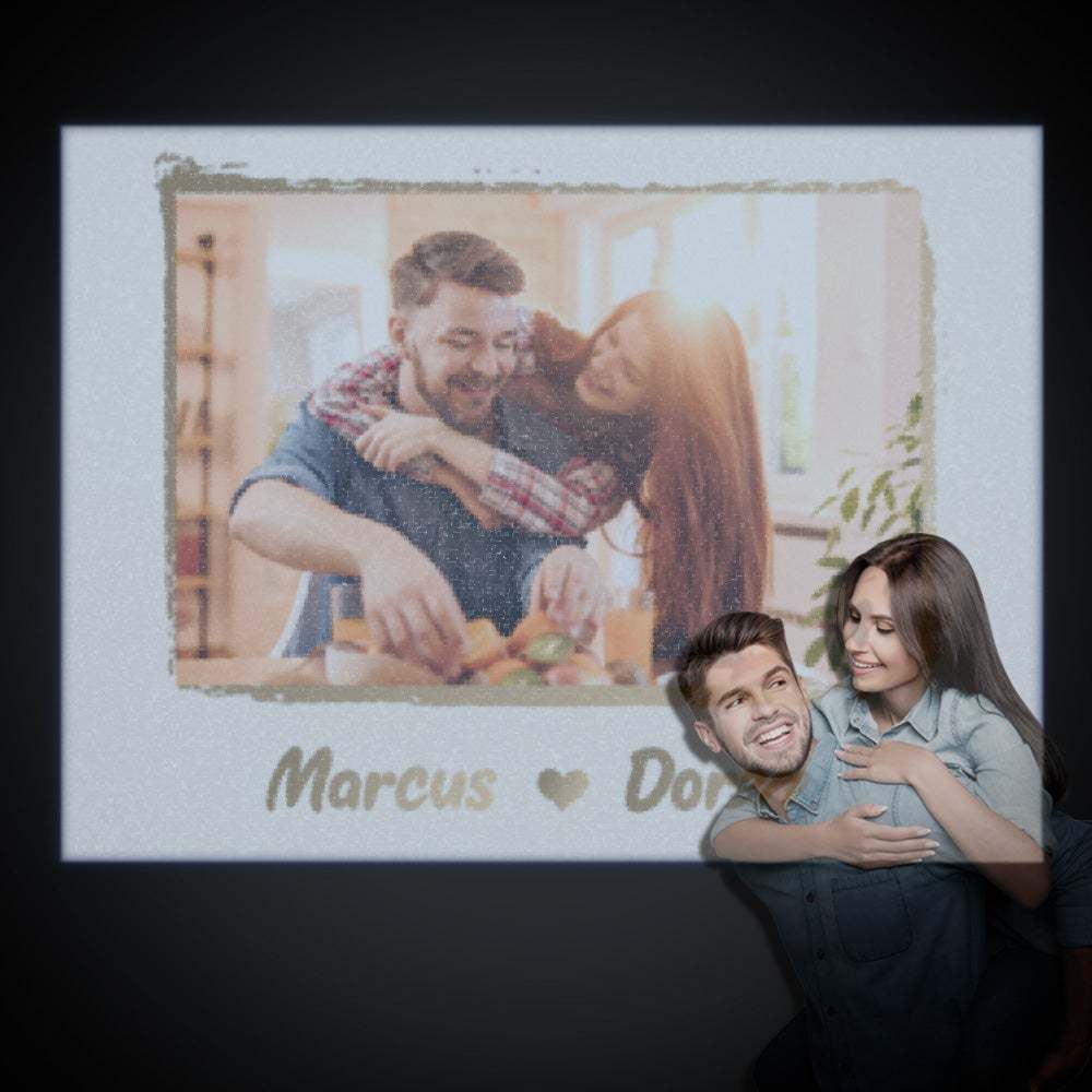 Lámpara De Proyector De Fotos Con Nombre Personalizado, Marco De Fotos Dorado Romántico, Decoración De Fiesta En Casa, Luz De Ambiente, Regalo Del Día De San Valentín - soufeeles