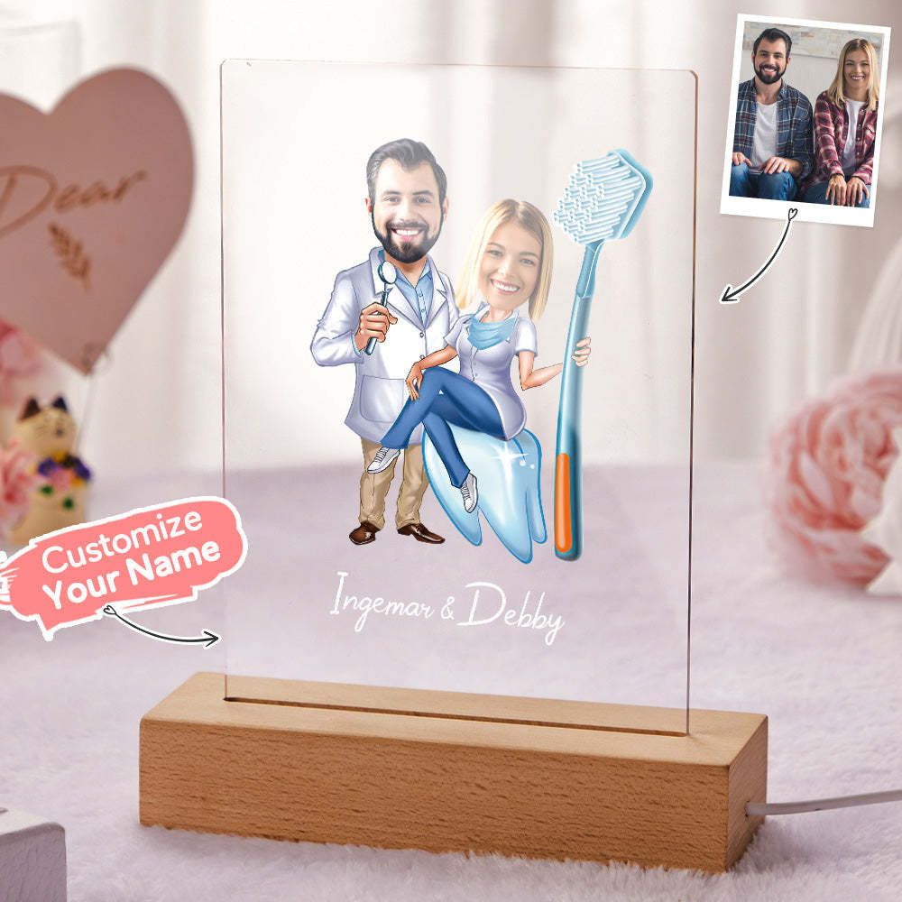 Nombre Y Foto Personalizados Luz De Noche Led Luz De Noche Con Marco De Madera - soufeeles