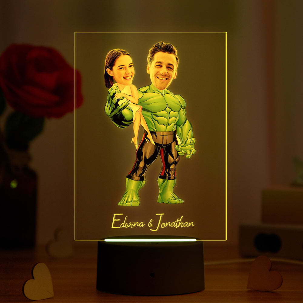 Nombre Personalizado Y Foto Led Luz De Noche Lámpara De Acrílico Personalizada Lámpara De Base De Madera - soufeeles