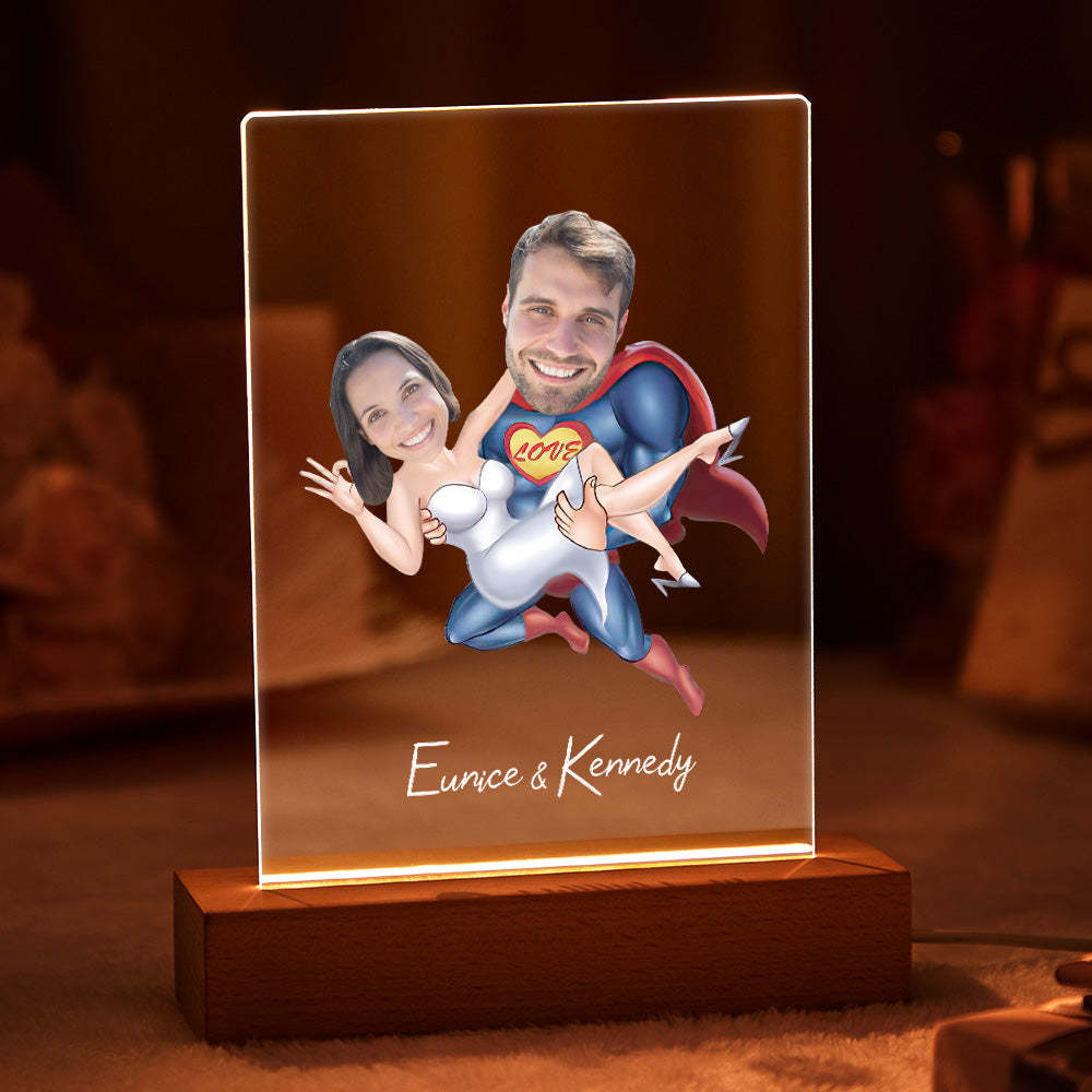 Nombre Personalizado Y Foto Led Night Light Seven Colors Lámpara Acrílica Personalizada - soufeeles