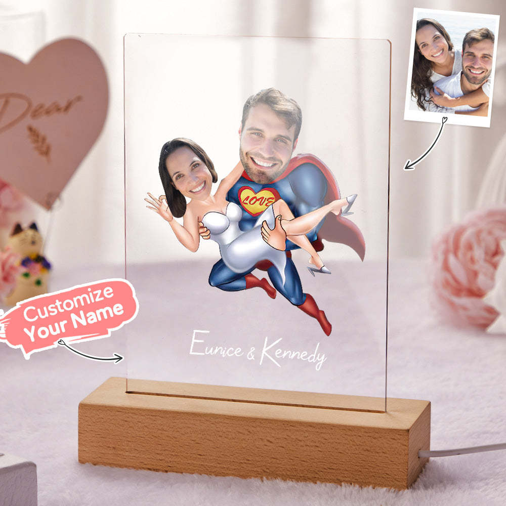 Nombre Personalizado Y Foto Led Night Light Seven Colors Lámpara Acrílica Personalizada - soufeeles