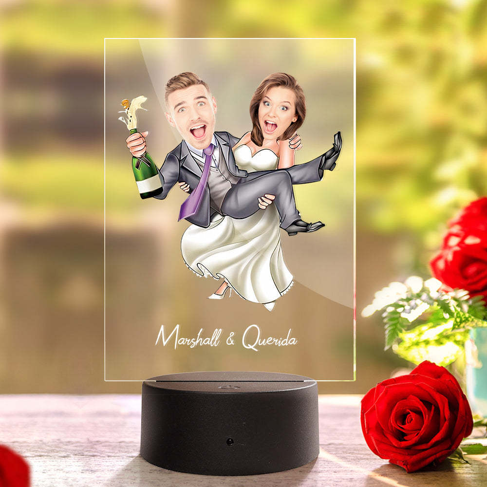 Lámpara De Acrílico Personalizada Nombre Personalizado Y Foto Lámpara Con Base De Madera - soufeeles