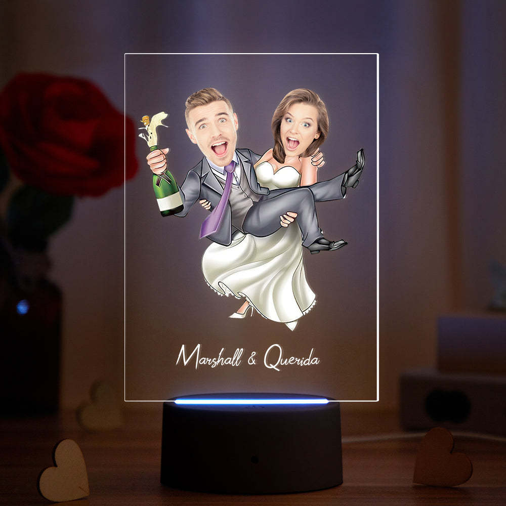 Lámpara De Acrílico Personalizada Nombre Personalizado Y Foto Lámpara Con Base De Madera - soufeeles