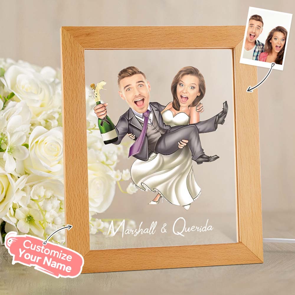 Lámpara De Acrílico Personalizada Nombre Personalizado Y Foto Lámpara Con Base De Madera - soufeeles