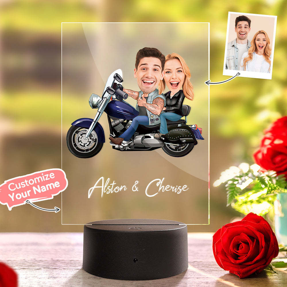 Pareja Personalizada Foto Y Nombre Acrílico Led Lámpara Marco De Madera Luz Nocturna - soufeeles
