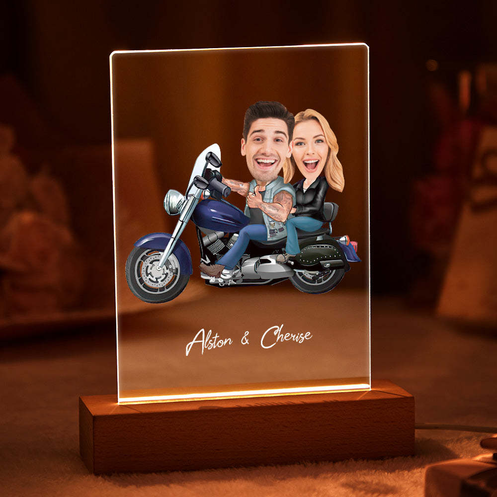 Pareja Personalizada Foto Y Nombre Acrílico Led Lámpara Marco De Madera Luz Nocturna - soufeeles