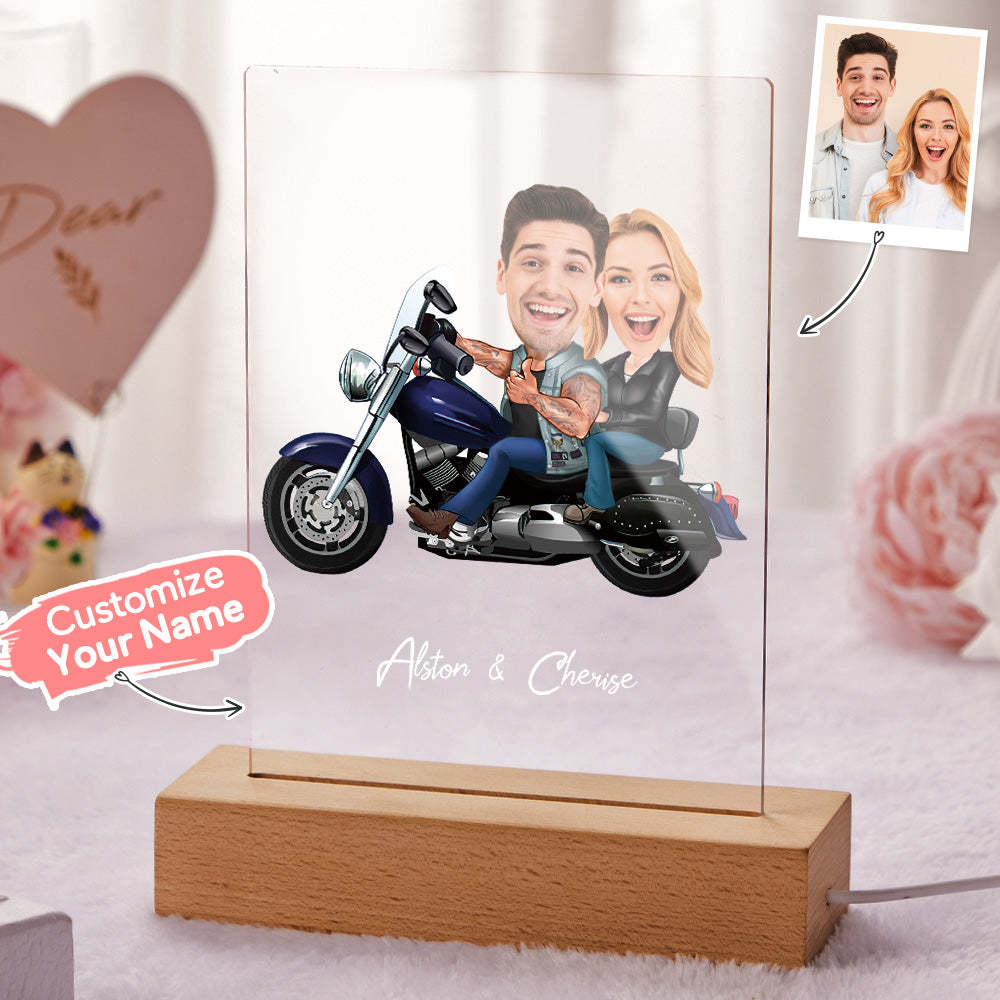 Pareja Personalizada Foto Y Nombre Acrílico Led Lámpara Marco De Madera Luz Nocturna - soufeeles