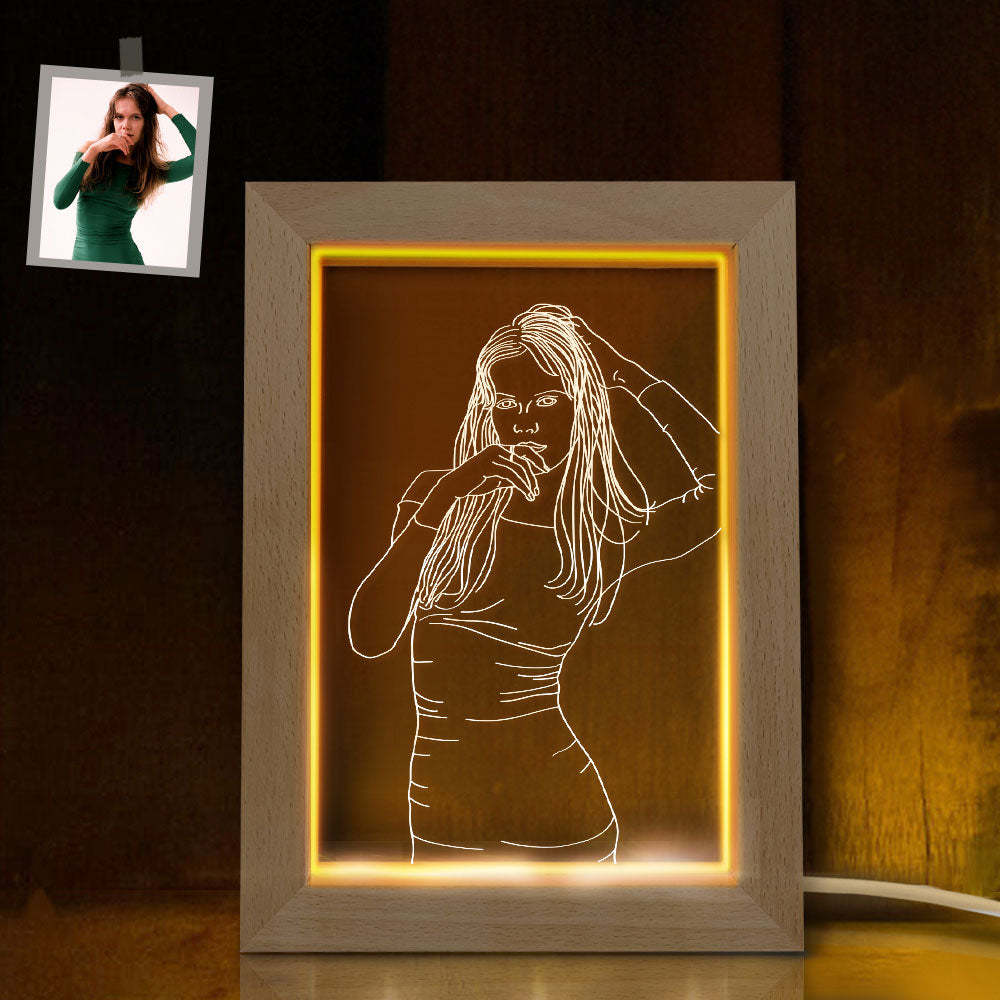 Foto 3d Personalizada Lámpara Led Marco De Grabado De Foto Personalizado Regalo De Luz Nocturna Para Amantes - soufeeles