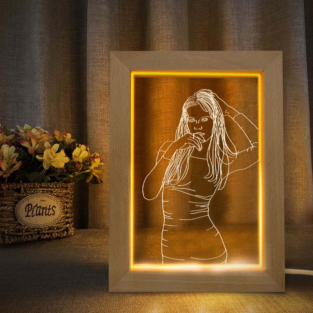 Foto 3d Personalizada Lámpara Led Marco De Grabado De Foto Personalizado Regalo De Luz Nocturna Para Amantes - soufeeles