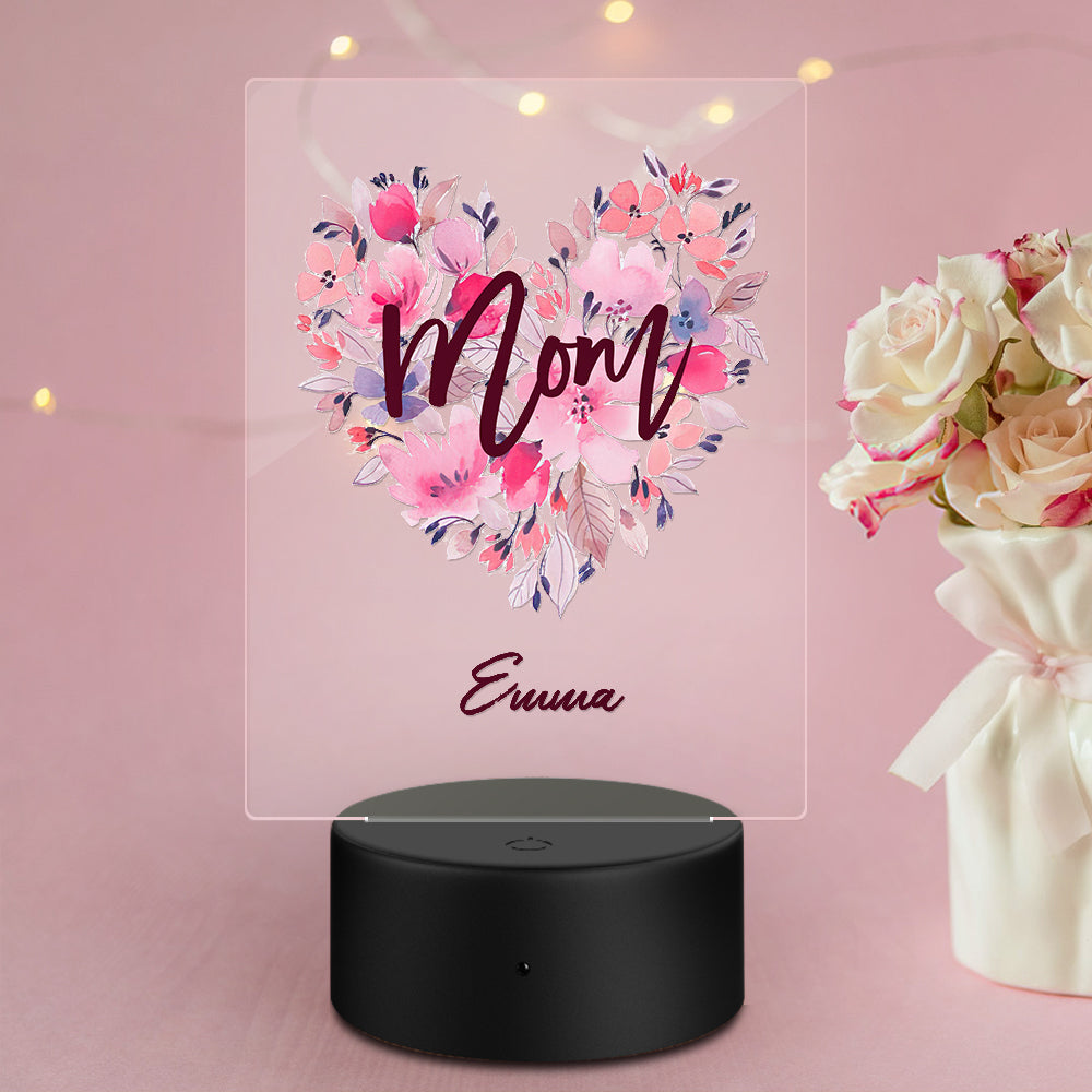 Regalo De Luz De Noche De Acrílico Con Nombre Personalizado Para Mamá - soufeeles