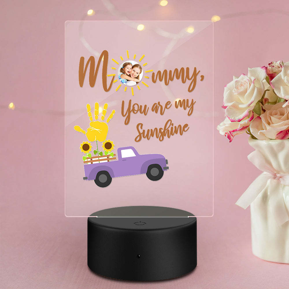 Regalo Del Día De La Madre Lámpara De Foto Personalizada Handprint Base De Madera Luz De Noche - soufeeles