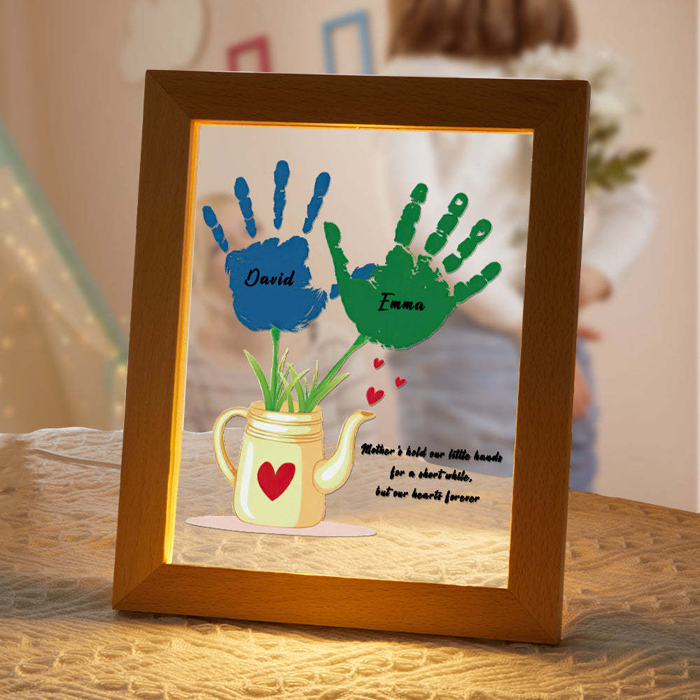 Regalo Personalizado De La Lámpara De La Impresión De La Mano De La Luz De La Noche Del Nombre Para La Base Plástica De La Mamá - soufeeles