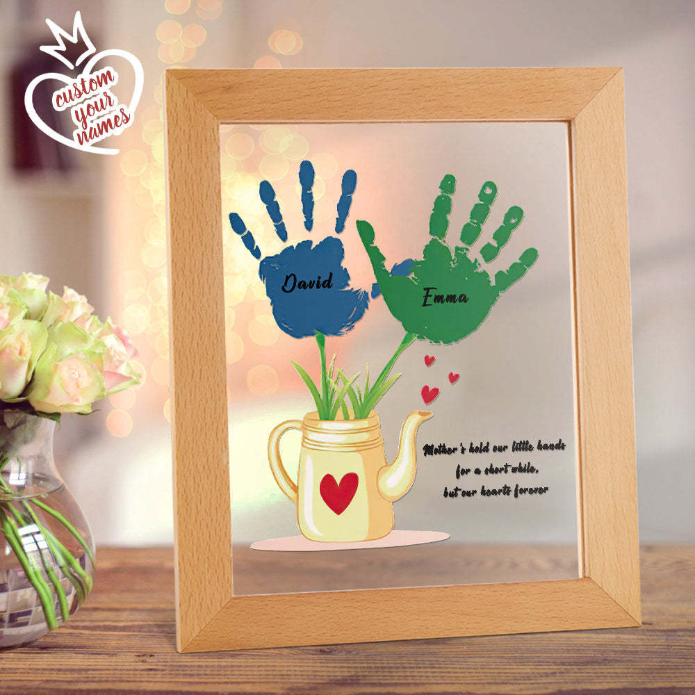 Regalo Personalizado De La Lámpara De La Impresión De La Mano De La Luz De La Noche Del Nombre Para La Base Plástica De La Mamá - soufeeles