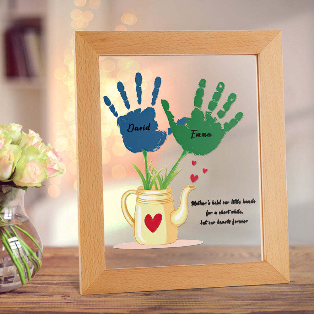 Regalo Personalizado De La Lámpara De La Impresión De La Mano De La Luz De La Noche Del Nombre Para La Base Plástica De La Mamá - soufeeles