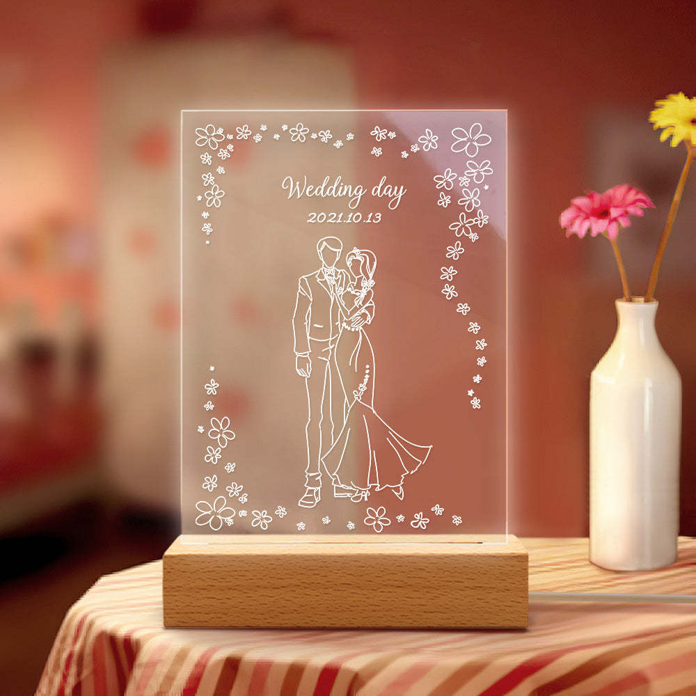 Regalo Para Ella Como Lámpara De Ilusión 3d Personalizada, Lámpara Acrílica Personalizada, Regalo De Luz Nocturna 3d Para Esposa, Lámpara Led Personalizada, Regalo Para Marido - soufeeles
