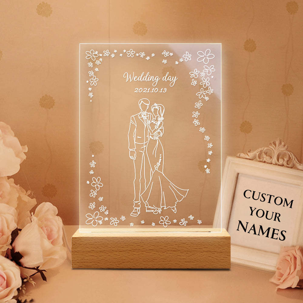 Regalo Para Ella Como Lámpara De Ilusión 3d Personalizada, Lámpara Acrílica Personalizada, Regalo De Luz Nocturna 3d Para Esposa, Lámpara Led Personalizada, Regalo Para Marido - soufeeles