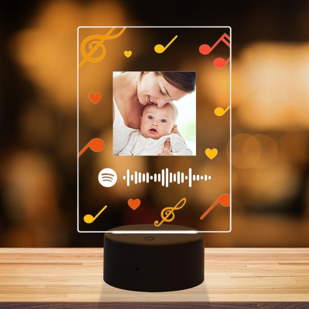 Regalo Del Día Del Padre Spotify Lámpara Led Foto Personalizada Luz Nocturna Música Canción Placa 11 Colores Placa Spotify