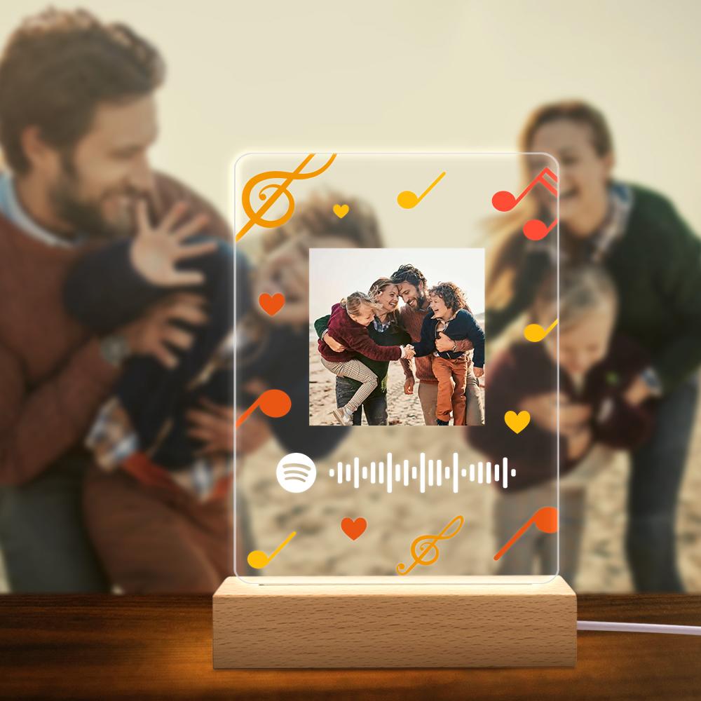 Luz nocturna de placa de música de acrílico mate con marco de código de Spotify escaneable, regalos para la familia Placa Spotify
