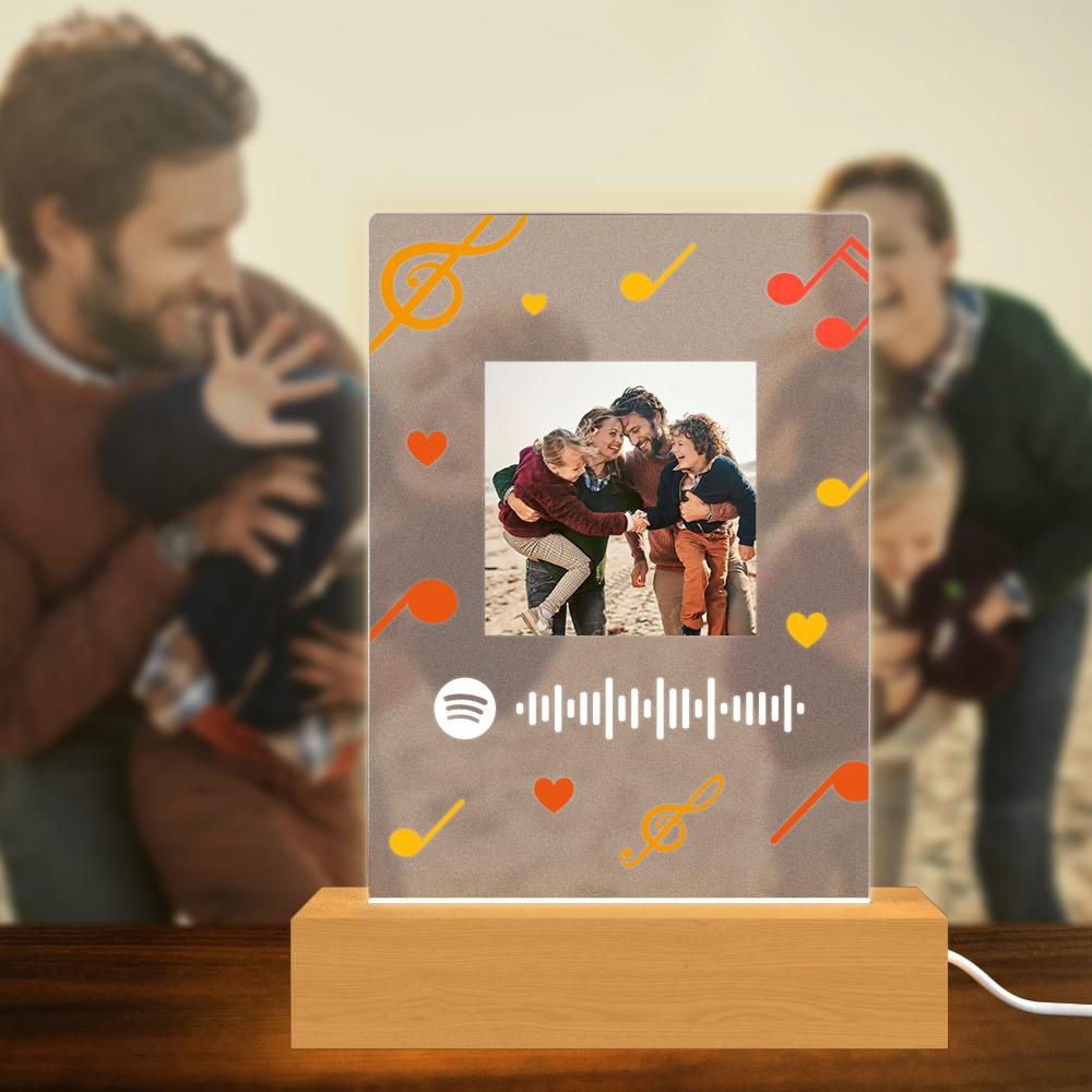 Luz nocturna de placa de música de acrílico mate con marco de código de Spotify escaneable, regalos para la familia Placa Spotify