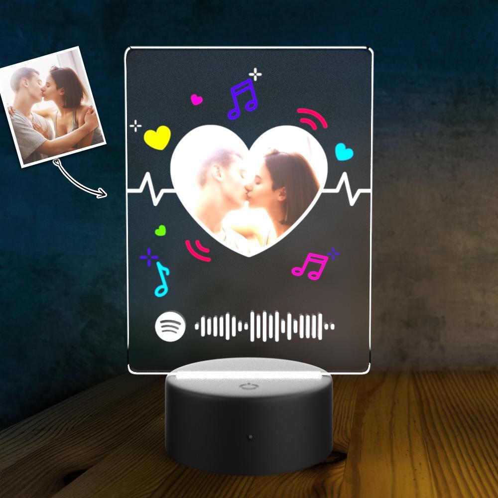 Regalo Del Día Del Padre Spotify Lámpara Led Foto Personalizada Luz Nocturna Música Canción Placa 8 Colores Placa Spotify