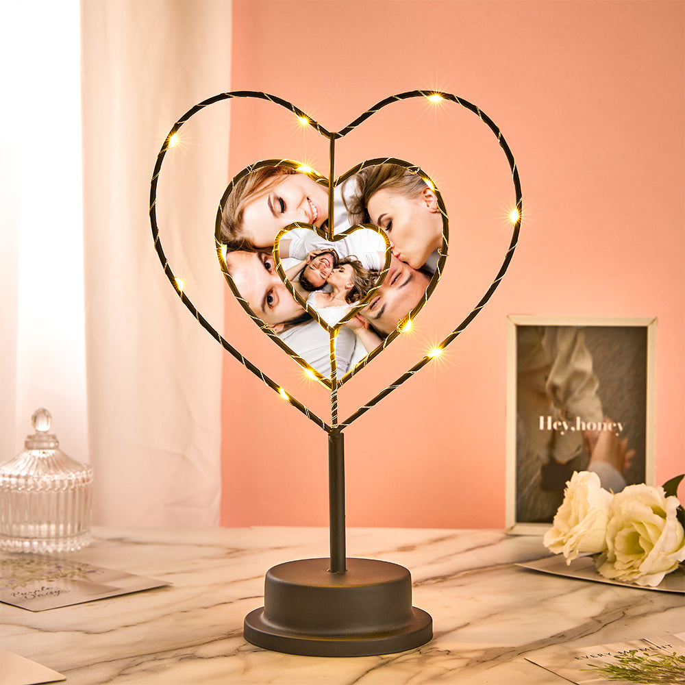 Lámpara De Foto Personalizada Love Led Night Light Regalo De Lámpara En Forma De Corazón Personalizado Para Amante - soufeeles