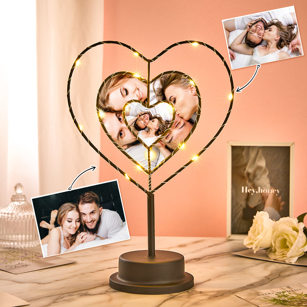 Lámpara De Foto Personalizada Love Led Night Light Regalo De Lámpara En Forma De Corazón Personalizado Para Amante - soufeeles