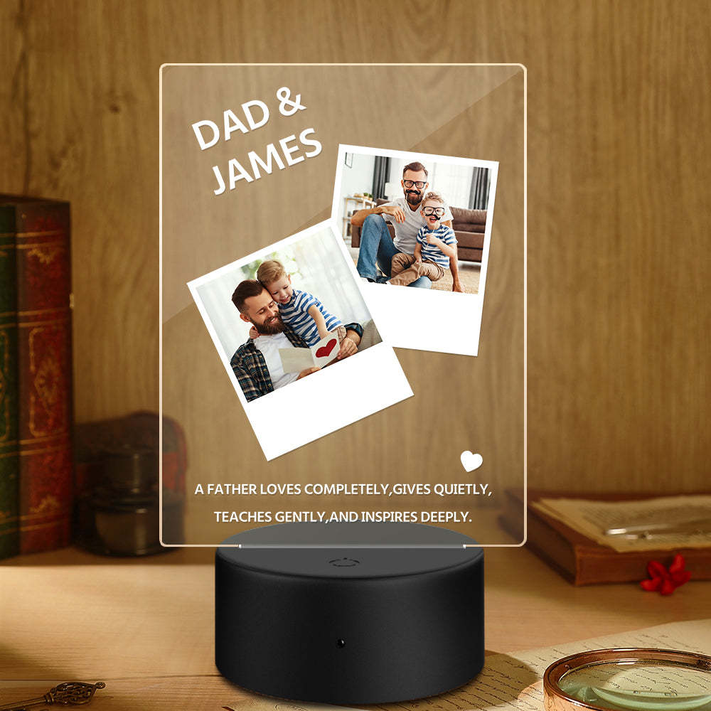 Regalo Del Día Del Padre Luz De Noche Nombre Personalizado Y Foto Un Amor De Padre Completamente - soufeeles