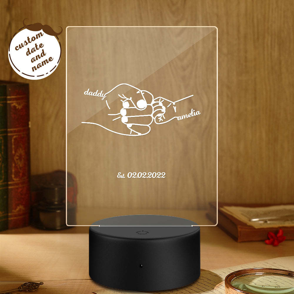 Luz De Noche De Regalo Del Día Del Padre Con Nombre Y Fecha Personalizados Para Papá - soufeeles