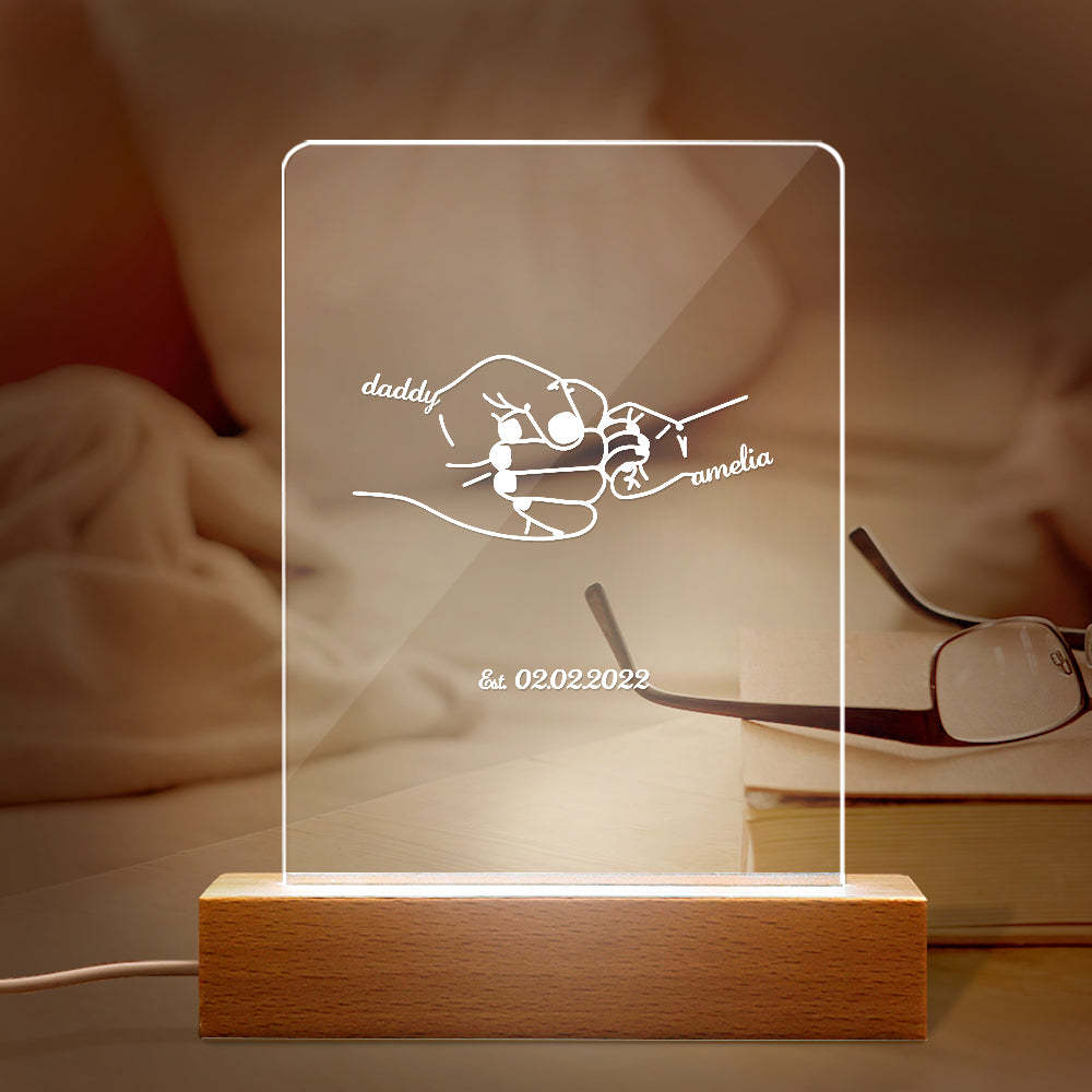 Luz De Noche De Regalo Del Día Del Padre Con Nombre Y Fecha Personalizados Para Papá - soufeeles