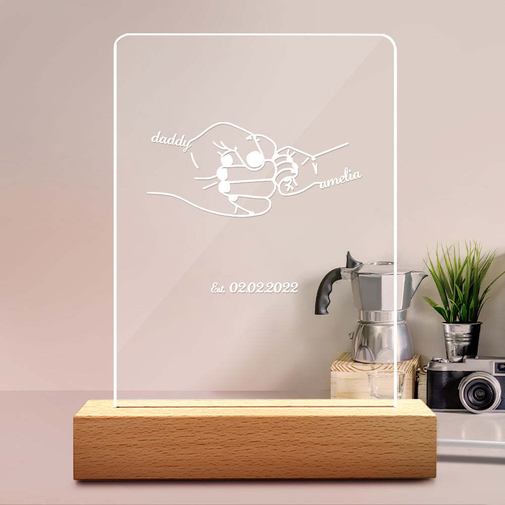 Luz De Noche De Regalo Del Día Del Padre Con Nombre Y Fecha Personalizados Para Papá - soufeeles