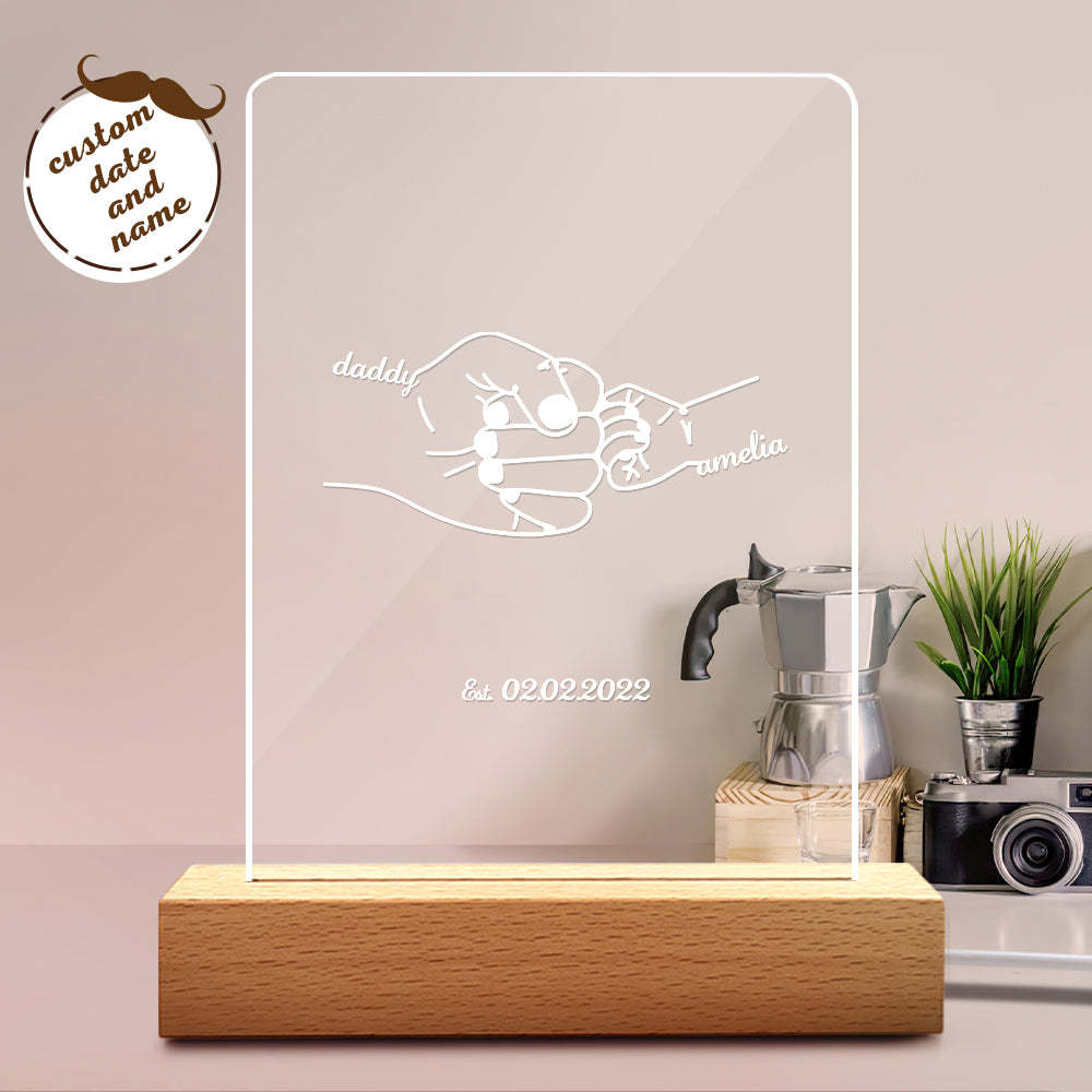 Luz De Noche De Regalo Del Día Del Padre Con Nombre Y Fecha Personalizados Para Papá - soufeeles