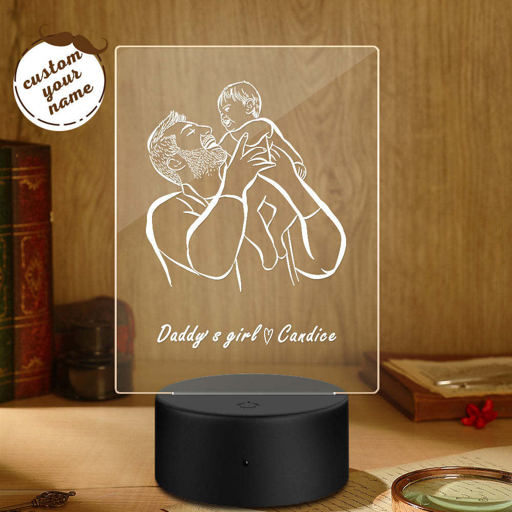 Regalo Del Día Del Padre De La Luz De La Noche De Tu Nombre Personalizado De La Niña De Papá - soufeeles